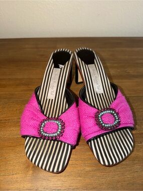 Olivia Rose Tal Hot Pink Beaded Slide Sandals